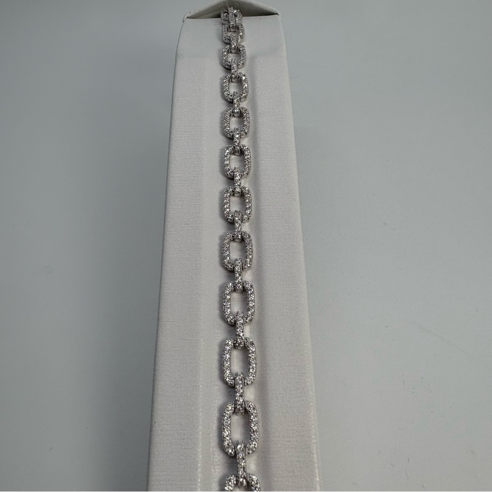 Certified Paperclip Moissanite Tennis 925 Sterling Silver Bracelet